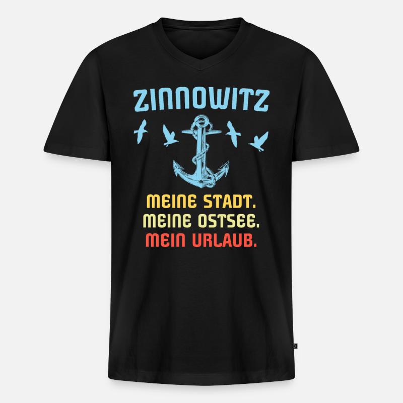 Zinnowitz Sprüche Zinnowitzer Spruch - Männer Premium Bio T-Shirt mit V-Ausschnitt - Schwarz