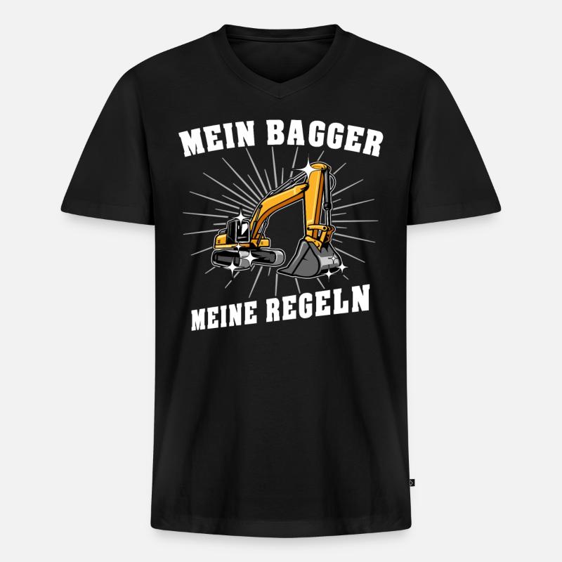 Bagger Baggerfahrer - Männer Premium Bio T-Shirt mit V-Ausschnitt - Schwarz