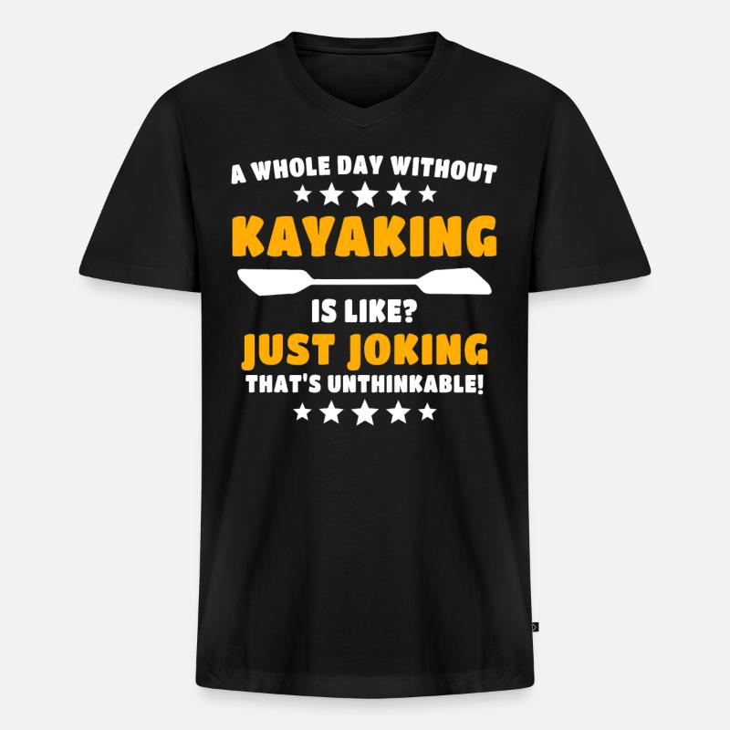 Kayaking Kayakfahrer - Männer Premium Bio T-Shirt mit V-Ausschnitt - Schwarz