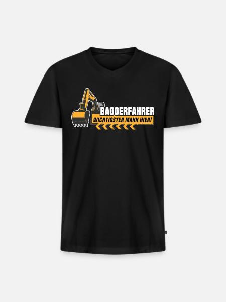 Baggerfahrer Bagger - Männer Premium Bio T-Shirt mit V-Ausschnitt - Schwarz