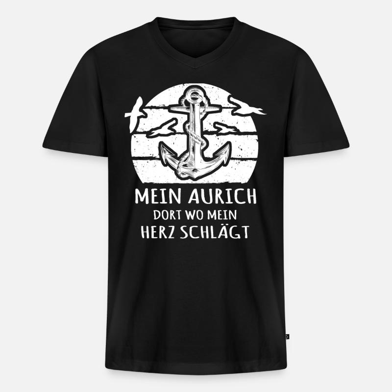 Aurich Sprüche Auricher Spruch - Männer Premium Bio T-Shirt mit V-Ausschnitt - Schwarz