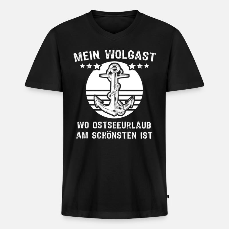 Wolgast Sprüche Wolgaster Spruch - Männer Premium Bio T-Shirt mit V-Ausschnitt - Schwarz