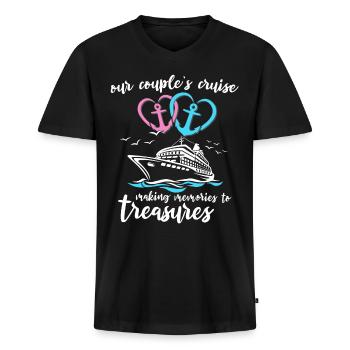 Kreuzfahrt Ehepaar - Männer Premium Bio T-Shirt mit V-Ausschnitt - Schwarz - Vorne - Nico (187cm)