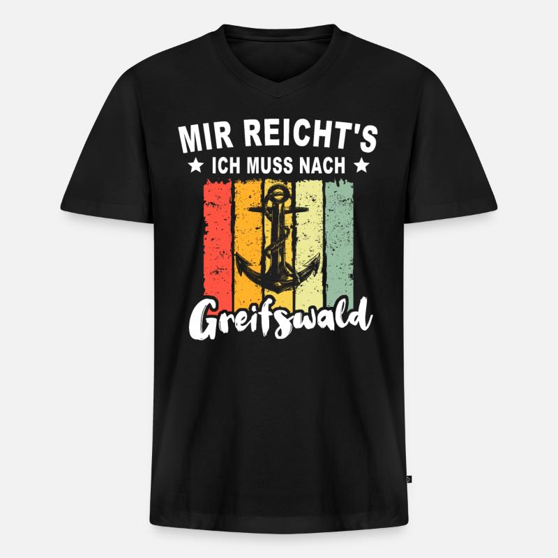 Greifswald Sprüche Greifswalder Spruch - Männer Premium Bio T-Shirt mit V-Ausschnitt - Schwarz