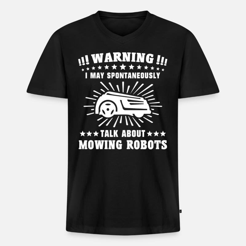 Mähroboter - Männer Premium Bio T-Shirt mit V-Ausschnitt - Schwarz