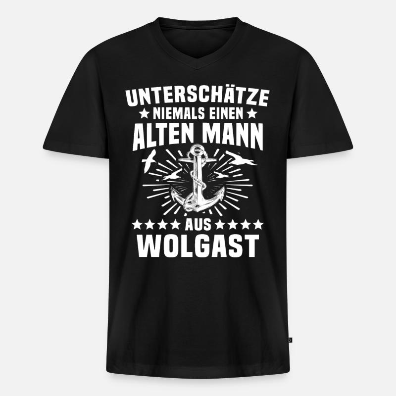 Wolgast Sprüche Wolgaster Spruch - Männer Premium Bio T-Shirt mit V-Ausschnitt - Schwarz