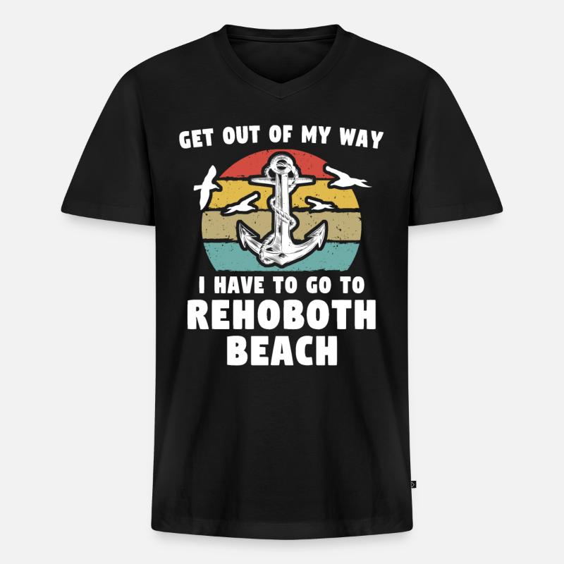 Rehoboth Beach Delaware - Männer Premium Bio T-Shirt mit V-Ausschnitt - Schwarz