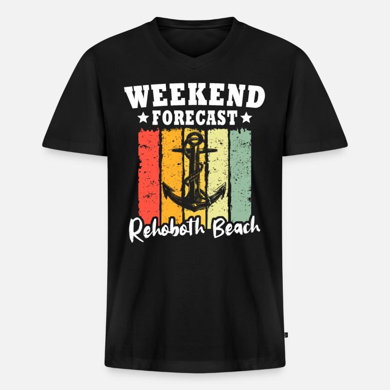 Rehoboth Beach - Männer Premium Bio T-Shirt mit V-Ausschnitt - Schwarz