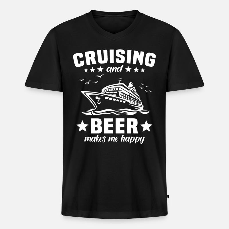 Kreuzfahrt Bier - Männer Premium Bio T-Shirt mit V-Ausschnitt - Schwarz