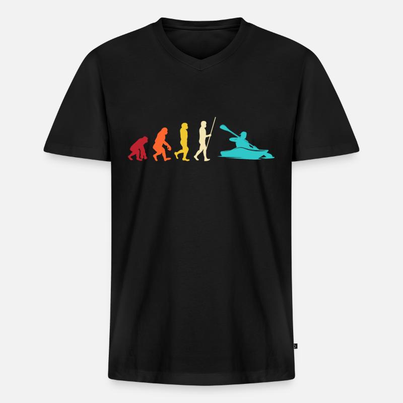 Kayaking Evolution Kayak - Männer Premium Bio T-Shirt mit V-Ausschnitt - Schwarz