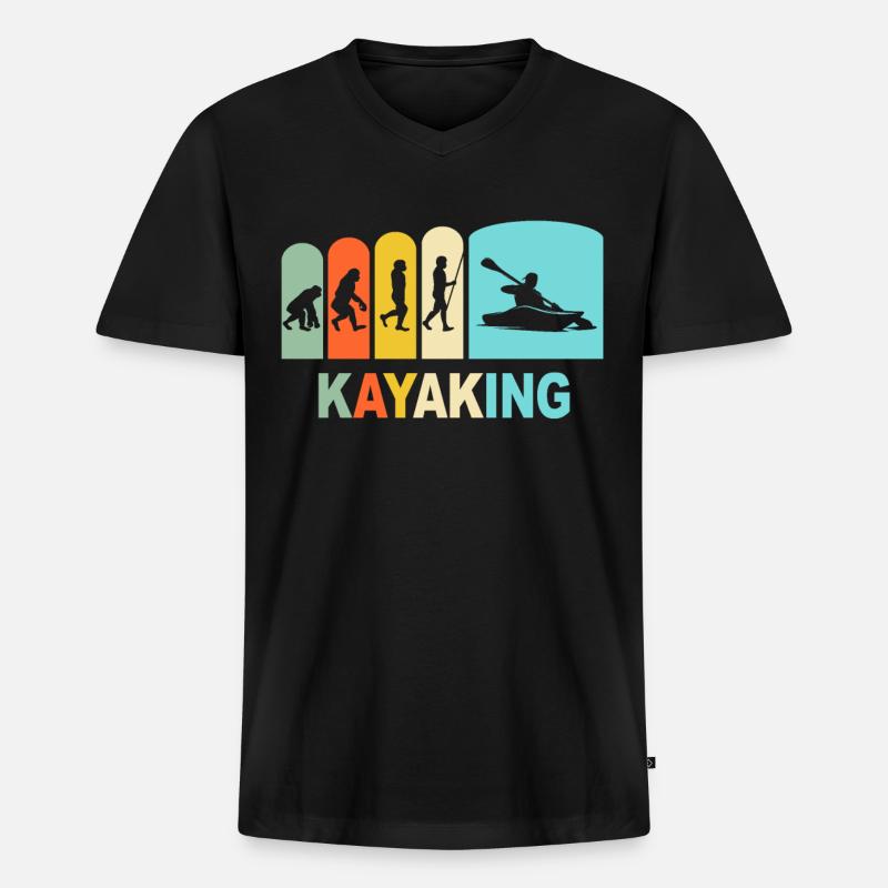 Kayak Evolution Kayaking - Männer Premium Bio T-Shirt mit V-Ausschnitt - Schwarz