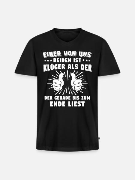 Klüger Als Du - Männer Premium Bio T-Shirt mit V-Ausschnitt - Schwarz