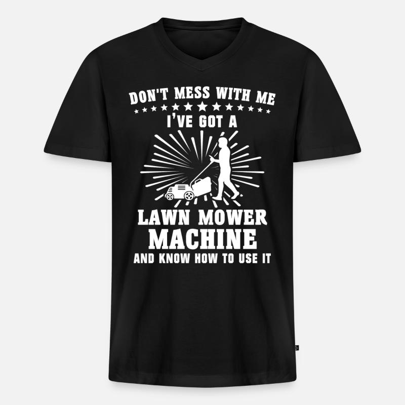 Rasenmäher - Männer Premium Bio T-Shirt mit V-Ausschnitt - Schwarz
