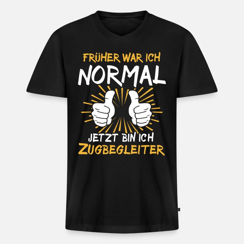 Zugbegleiter Sprüche - Männer Premium Bio T-Shirt mit V-Ausschnitt - Schwarz