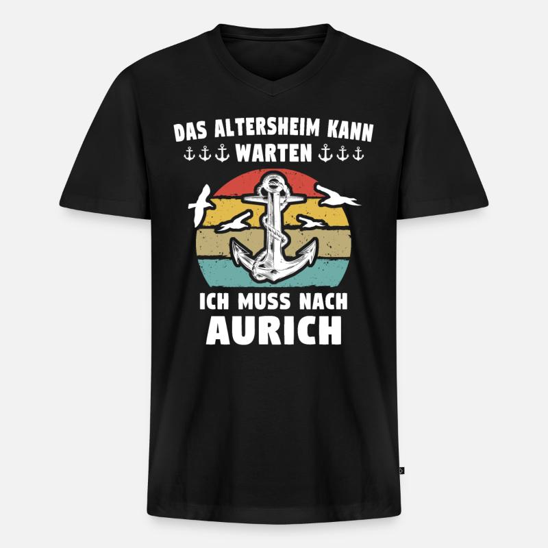 Aurich Sprüche - Männer Premium Bio T-Shirt mit V-Ausschnitt - Schwarz
