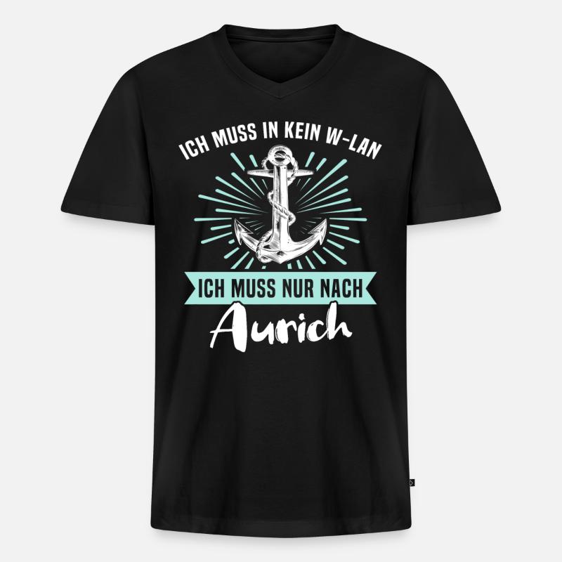 Aurich Sprüche - Männer Premium Bio T-Shirt mit V-Ausschnitt - Schwarz