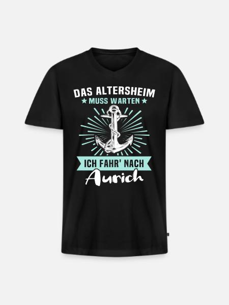 Aurich Sprüche - Männer Premium Bio T-Shirt mit V-Ausschnitt - Schwarz