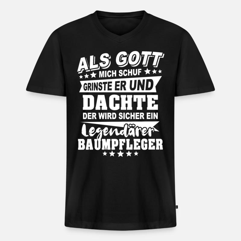 Baumpfleger - Männer Premium Bio T-Shirt mit V-Ausschnitt - Schwarz
