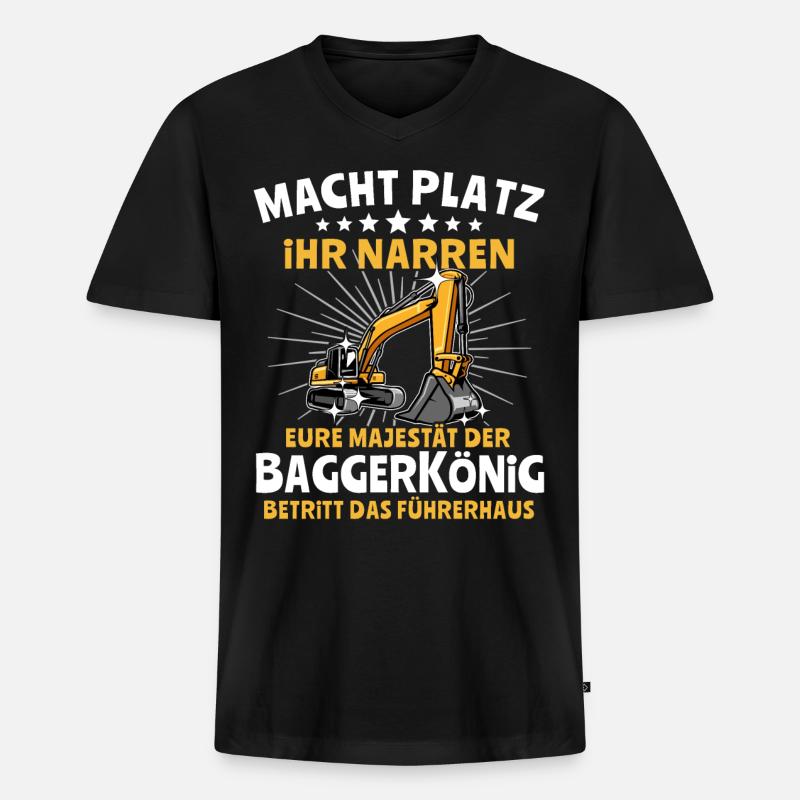 Baggerfuehrer Baggerfahrer - Männer Premium Bio T-Shirt mit V-Ausschnitt - Schwarz