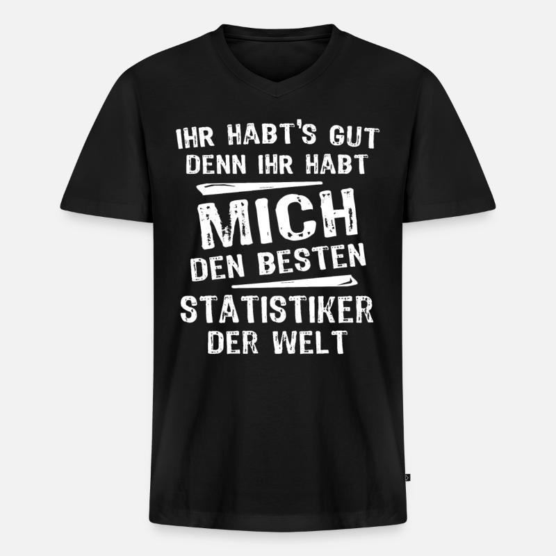 Statistiker - Männer Premium Bio T-Shirt mit V-Ausschnitt - Schwarz