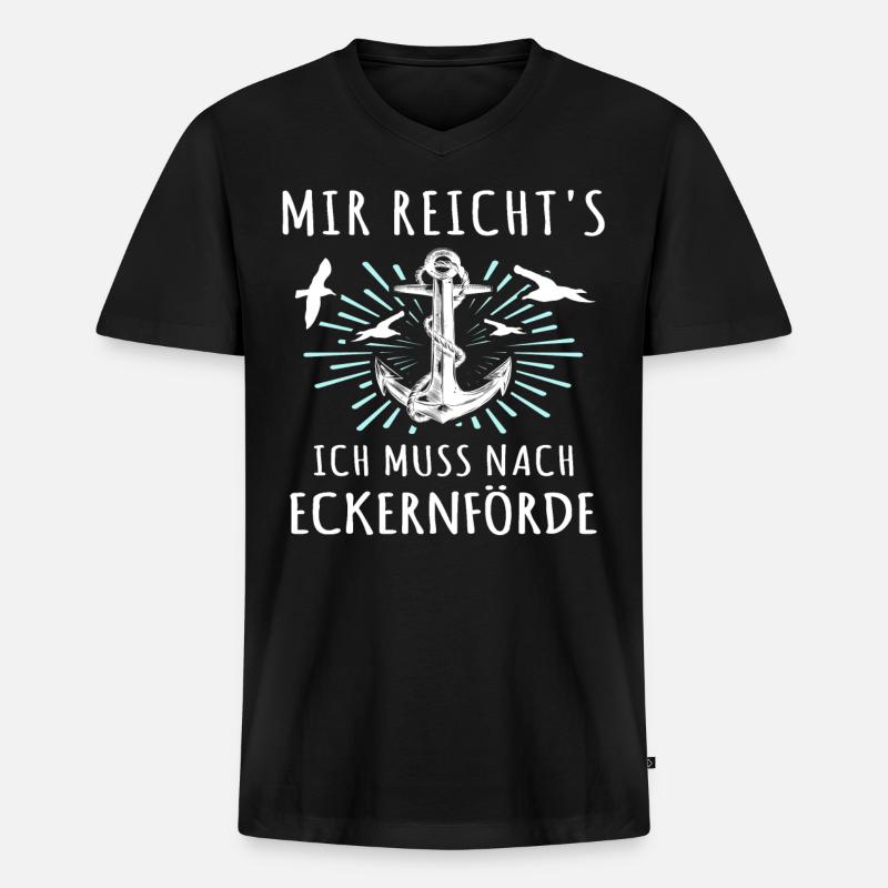 Eckernförde Eckernförder - Männer Premium Bio T-Shirt mit V-Ausschnitt - Schwarz