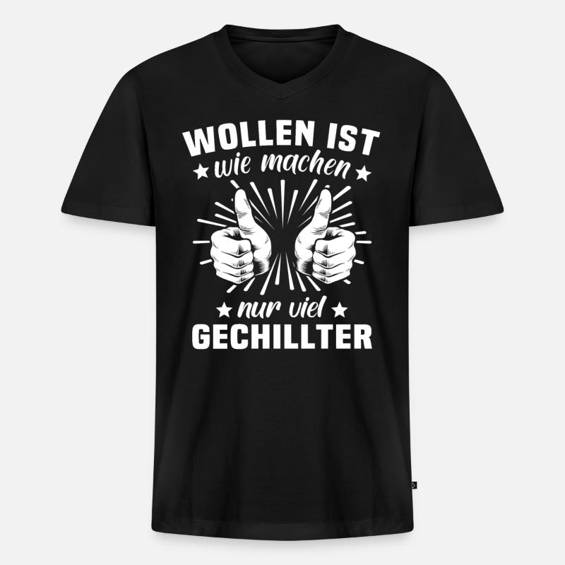 Machen Wollen - Männer Premium Bio T-Shirt mit V-Ausschnitt - Schwarz