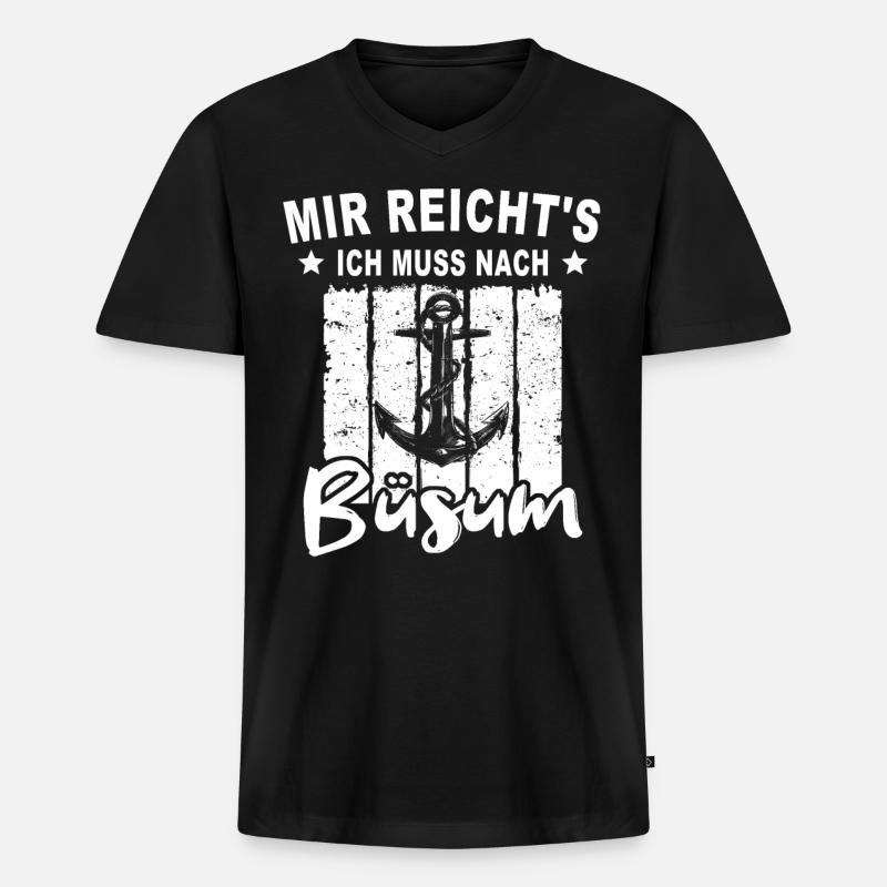 Büsum Büsumer - Männer Premium Bio T-Shirt mit V-Ausschnitt - Schwarz