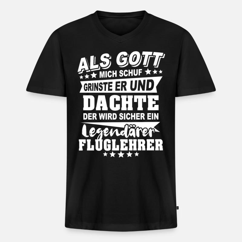 Fluglehrer - Männer Premium Bio T-Shirt mit V-Ausschnitt - Schwarz