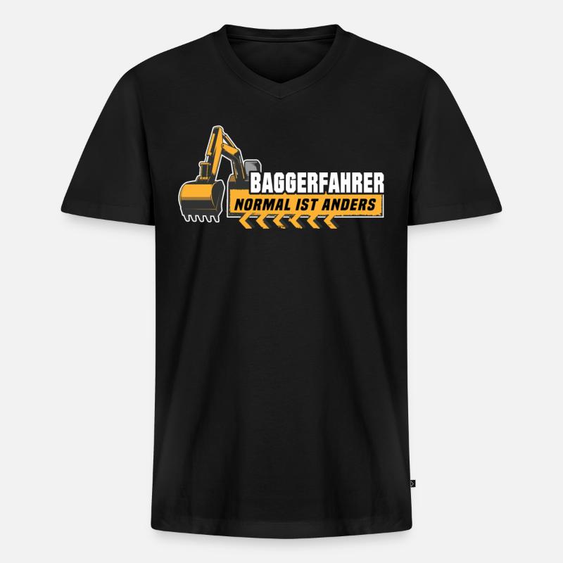 Baggerführer - Männer Premium Bio T-Shirt mit V-Ausschnitt - Schwarz