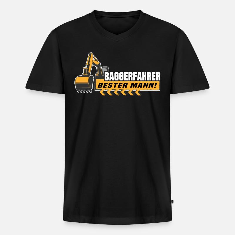 Baggerführer Baggerfahrer - Männer Premium Bio T-Shirt mit V-Ausschnitt - Schwarz
