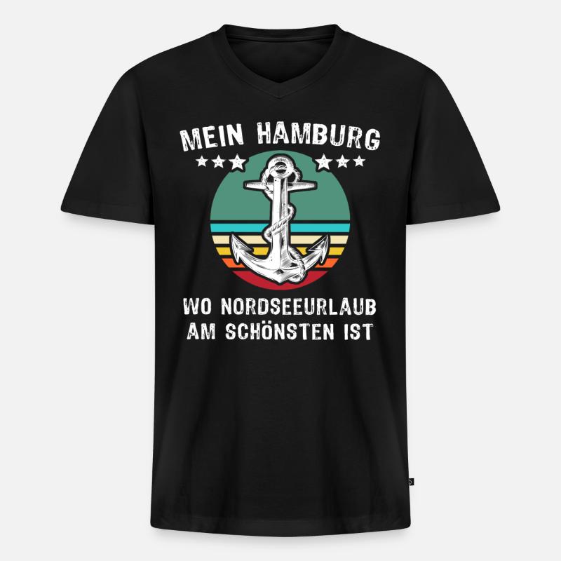 Hamburg Urlaub - Männer Premium Bio T-Shirt mit V-Ausschnitt - Schwarz