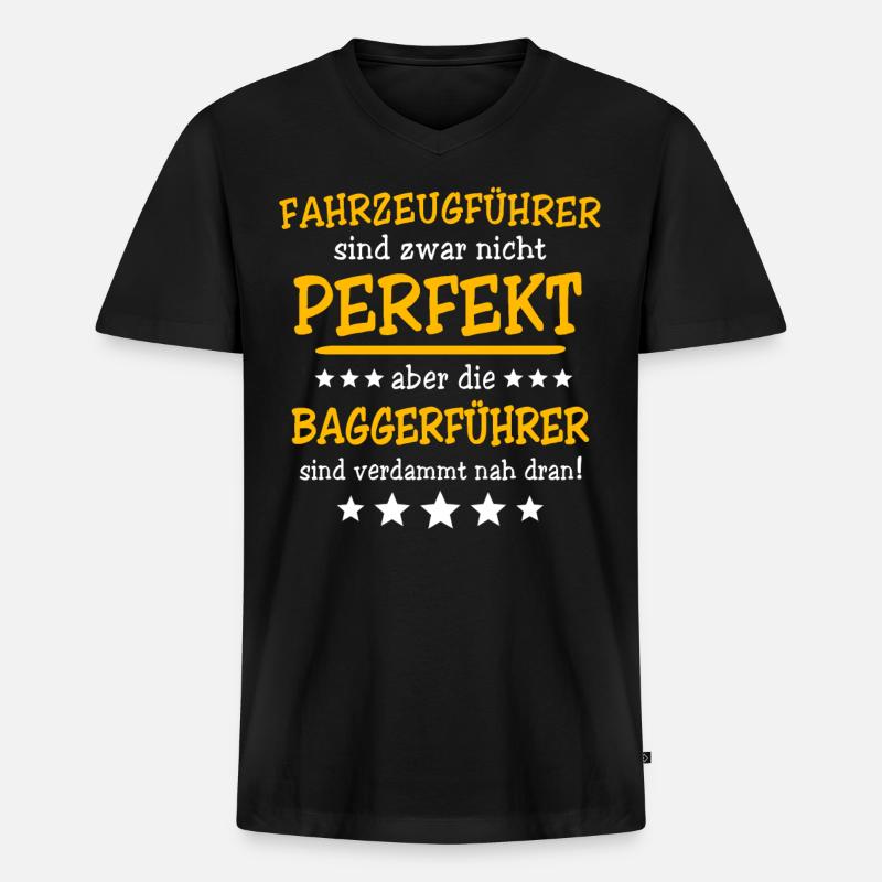 Baggerführer - Männer Premium Bio T-Shirt mit V-Ausschnitt - Schwarz