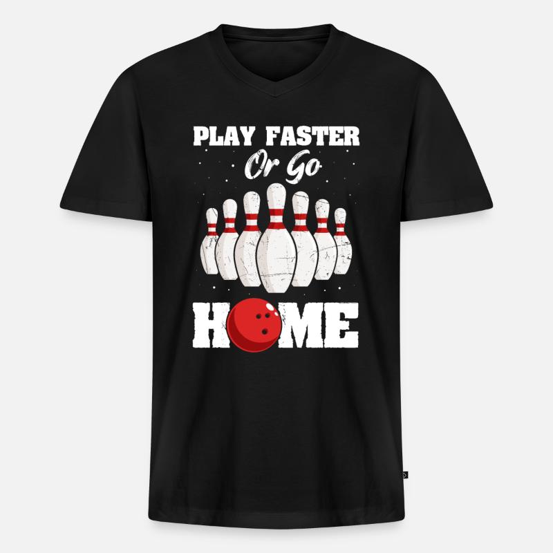 Bowling - Männer Premium Bio T-Shirt mit V-Ausschnitt - Schwarz