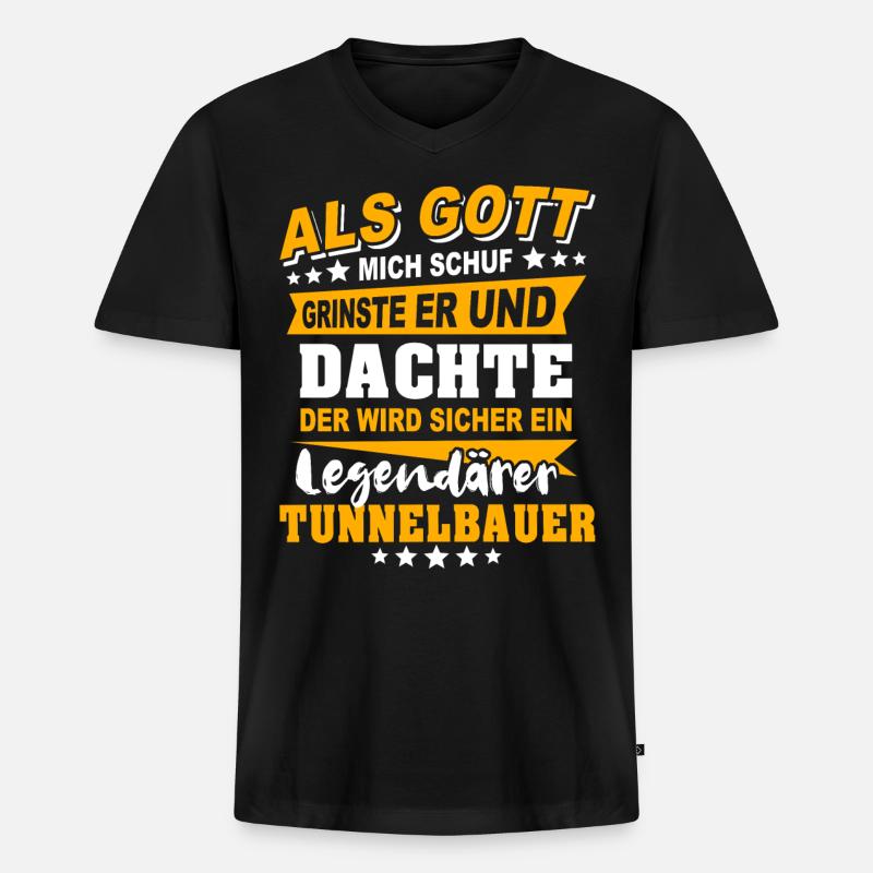 Tunnelbauer Sprüche - Männer Premium Bio T-Shirt mit V-Ausschnitt - Schwarz