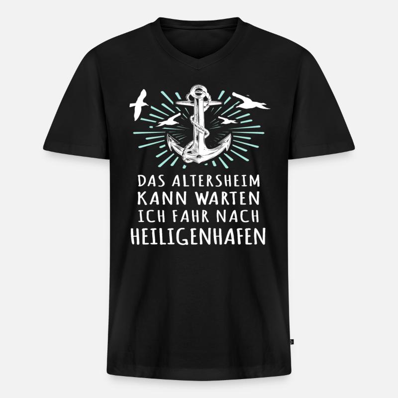 Heiligenhafen Sprüche - Männer Premium Bio T-Shirt mit V-Ausschnitt - Schwarz