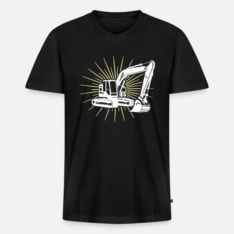 Bagger Baggerfahrer - Männer Premium Bio T-Shirt mit V-Ausschnitt - Schwarz