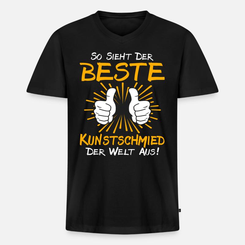 Kunstschmied Geschenkidee - Männer Premium Bio T-Shirt mit V-Ausschnitt - Schwarz