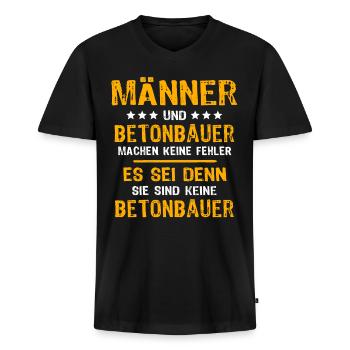 Betonbauer Spruch - Männer Premium Bio T-Shirt mit V-Ausschnitt - Schwarz - Vorne - Nico (187cm)