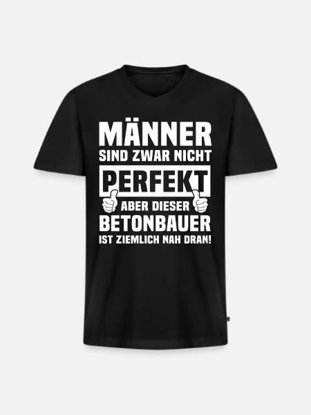 Betonbauer - Männer Premium Bio T-Shirt mit V-Ausschnitt - Schwarz