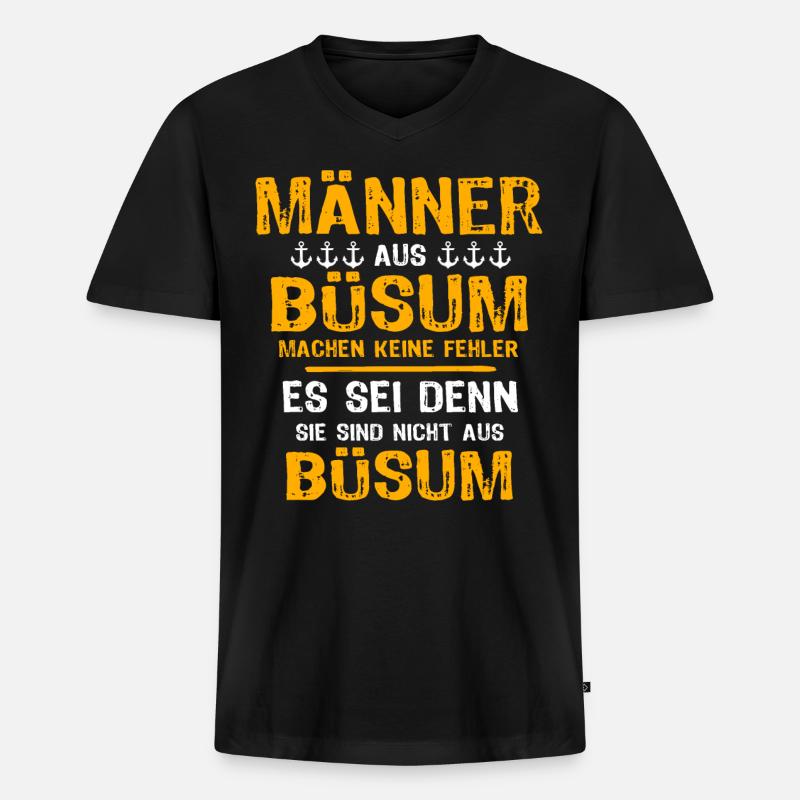 Büsum Mann Büsumer Männer - Männer Premium Bio T-Shirt mit V-Ausschnitt - Schwarz