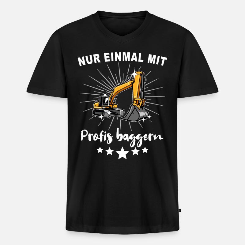 Baggerfahrer Bagger - Männer Premium Bio T-Shirt mit V-Ausschnitt - Schwarz
