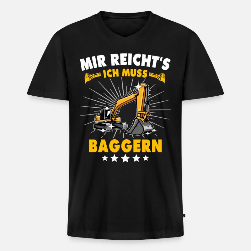 Baggerfahrer Baggerführer - Männer Premium Bio T-Shirt mit V-Ausschnitt - Schwarz