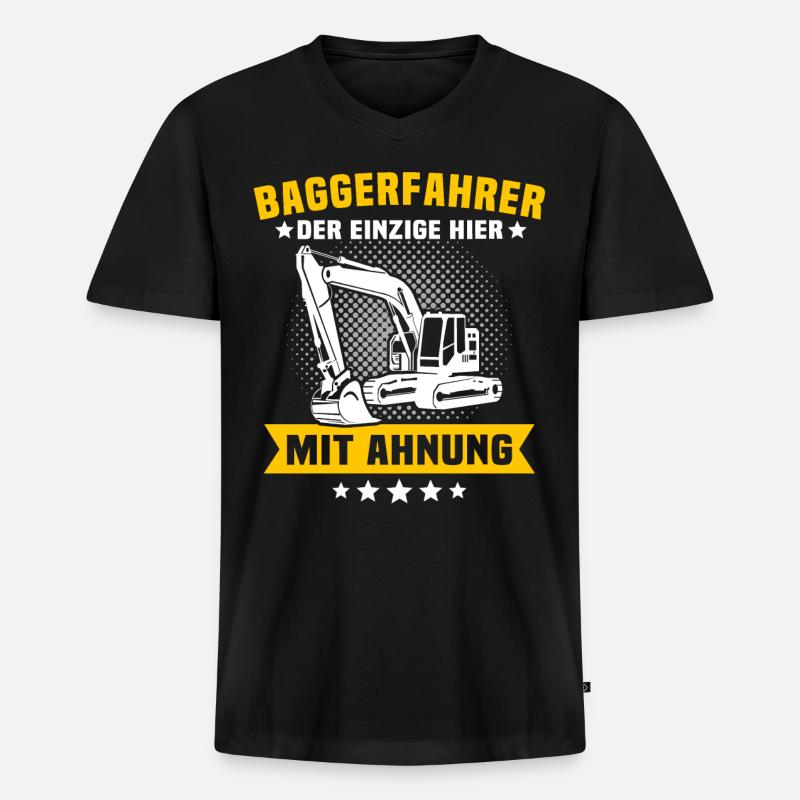 Baggerfahrer - Männer Premium Bio T-Shirt mit V-Ausschnitt - Schwarz