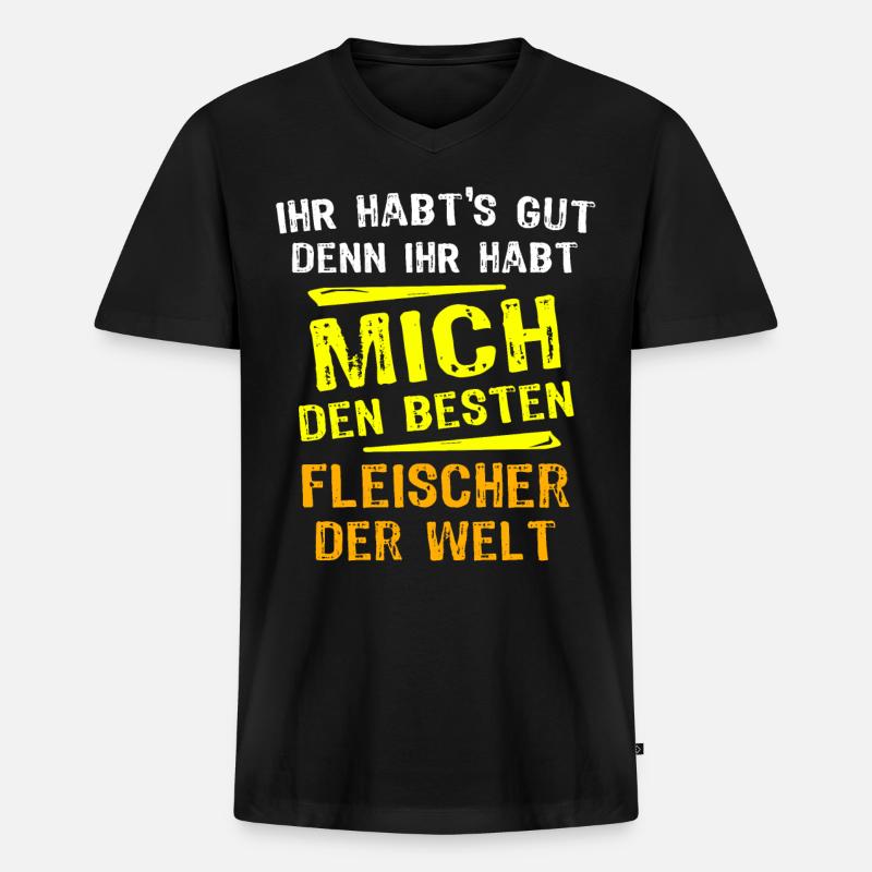 Fleischer Geschenk - Männer Premium Bio T-Shirt mit V-Ausschnitt - Schwarz
