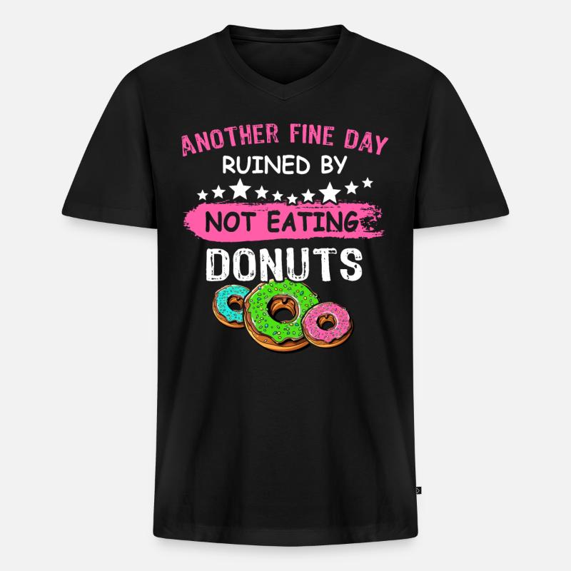 Donut Doughnut - Männer Premium Bio T-Shirt mit V-Ausschnitt - Schwarz