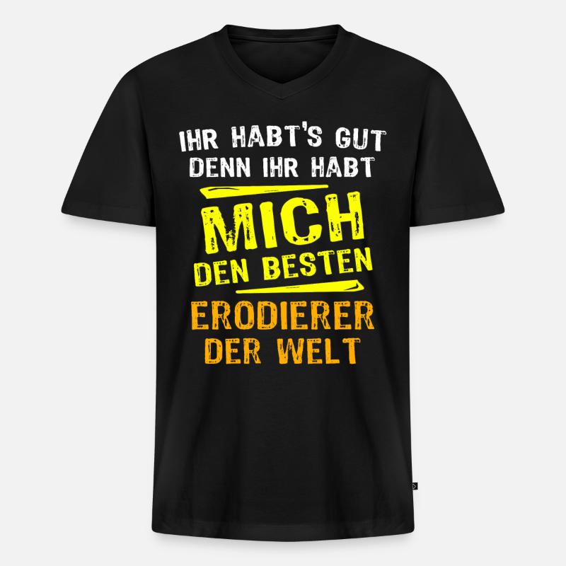 Erodierer Geschenk - Männer Premium Bio T-Shirt mit V-Ausschnitt - Schwarz