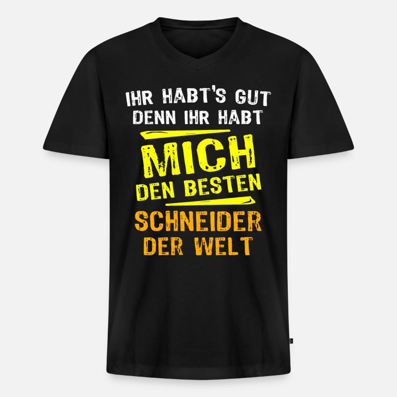 Schneider Geschenk - Männer Premium Bio T-Shirt mit V-Ausschnitt - Schwarz