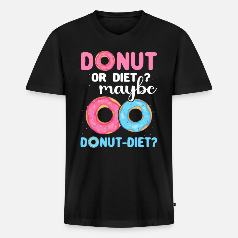 Donut Diät Doughnuts - Männer Premium Bio T-Shirt mit V-Ausschnitt - Schwarz