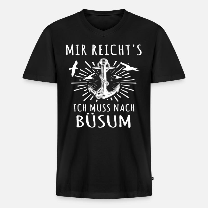Büsum Büsumer - Männer Premium Bio T-Shirt mit V-Ausschnitt - Schwarz