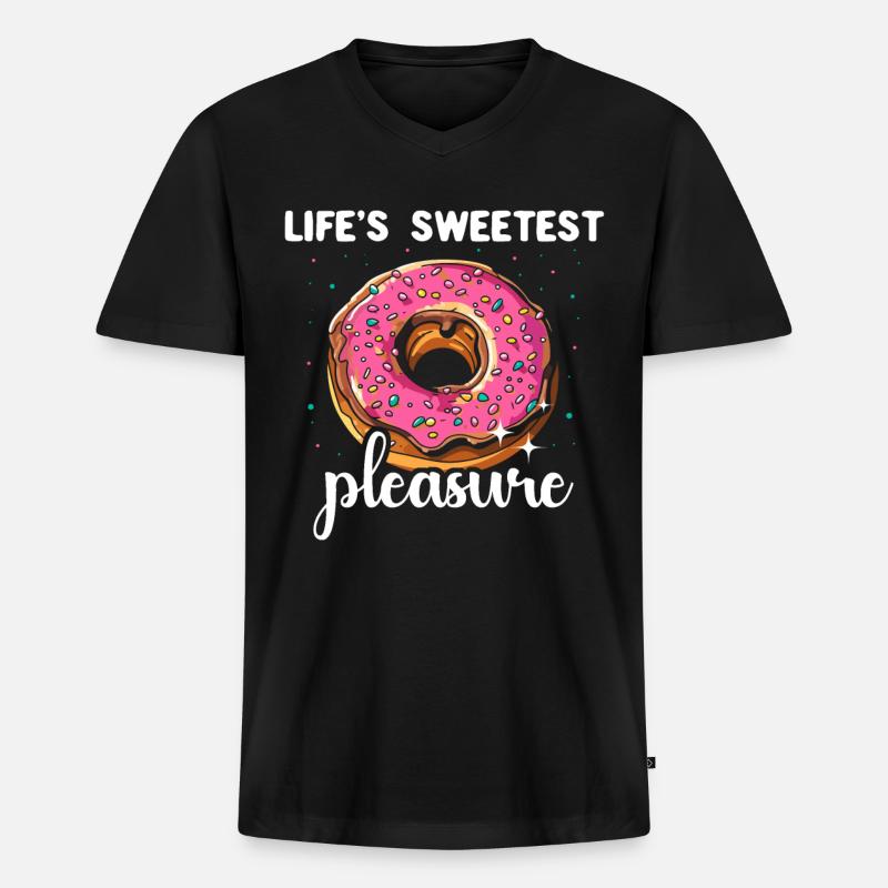 Donut Doughnut - Männer Premium Bio T-Shirt mit V-Ausschnitt - Schwarz